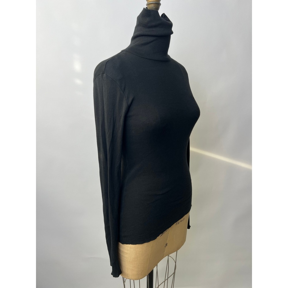 Ralph Lauren Sport Black Pima Cotton Lyocell Turtleneck Top Small Raw Hem - Picture 5 of 8